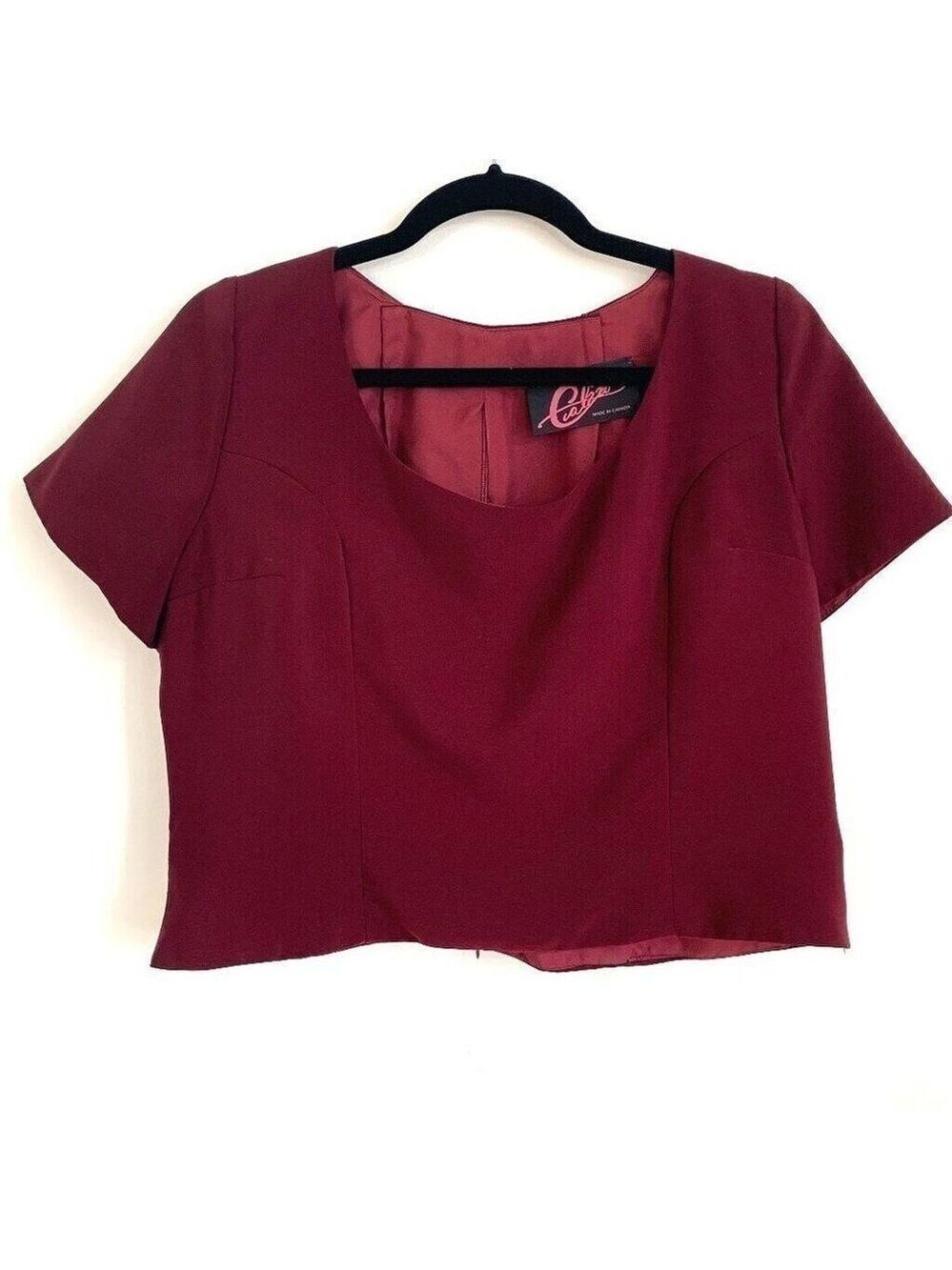 Vintage Calizo Burgundy Dressy Short Sleeve Blouse Top Womens Large Canada